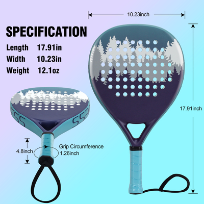 12Raquetes de tênis de padel de fibra de carbono com núcleo de espuma de memória EVA e agarre de espuma