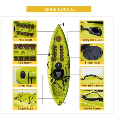 Material LLDPE Caiaque de pesca único para diversão familiar Capacidade de carga 130 kg/287 lbs