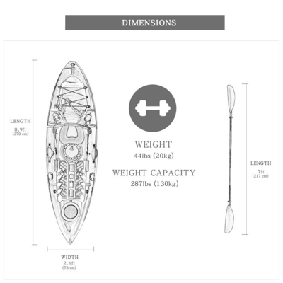 1 pessoa WOOWAVE Canoa Kayak Vela para remadores Max 1 Capacidade de carga 130kgs/287lbs