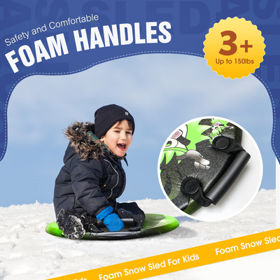 Requisitos do cliente 21 polegadas verde IXPE Ski Snow Board Tubos de neve trenó com alças