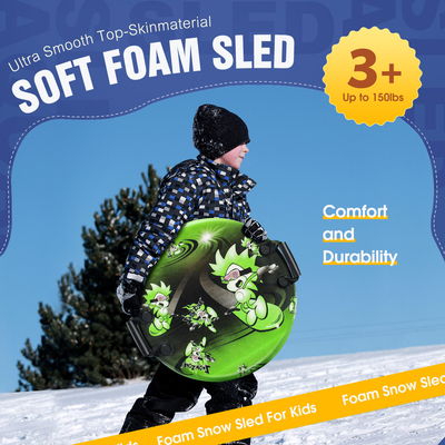 Requisitos do cliente 21 polegadas verde IXPE Ski Snow Board Tubos de neve trenó com alças