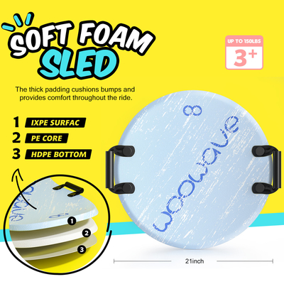 Sledas de esqui de neve redondas de 21' personalizadas para Blue Snow Sport Woowave OEM