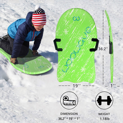 3&quot; Woowave Durável Verde Adultos Snow Ski Sled Melhor Espinhas de Neve para Crianças e Adultos 1&quot; Borda espessura