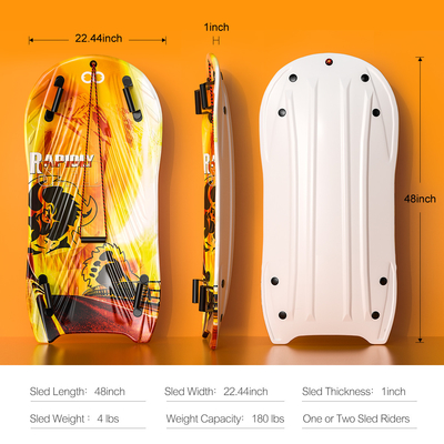 Adultos 122cm Woowove Custom Snowboard espuma HDPE plástico trenó de neve com 2 alças puxar corda