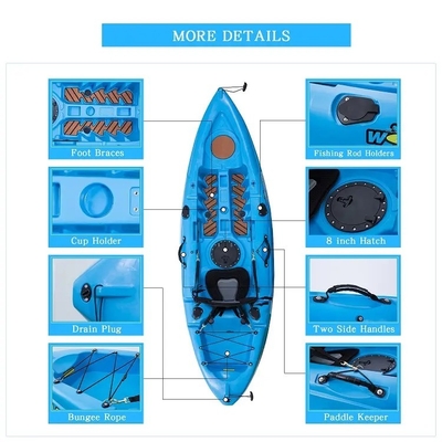 Single LLDPE Kayak de plástico Canoas de pesca Paddle Ocean Kayak para desempenho inigualável