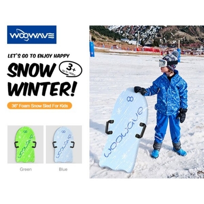 Sled de neve de espuma de PE verde de 36 polegadas para prancha de esqui de inverno leve e durável