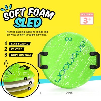 Sledes de espuma macia forma redonda 21 polegadas Scooters de esqui infantil Sledas de neve para crianças Snowboard