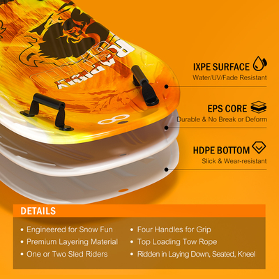 XPE EPS HDPE Snow Sled Boarding Snowboards para adultos e crianças Woowave Thick Slide