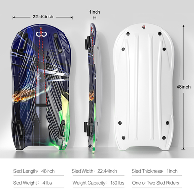 Sledas de neve de núcleo de EPS para adultos esquiando no inverno Snowboard de plástico com corda de puxa