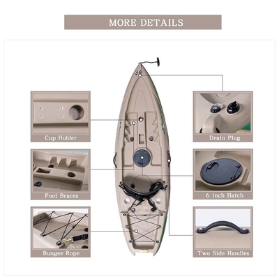 Max Paddlers 1 Woowave Rotomolded Boat Caiaque de pesca com remos Material de casco de LLDPE