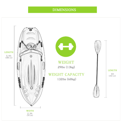 Sente-se no topo caiaque canoa caiaque de pesca para crianças 60kg / 132lbs capacidade de carga