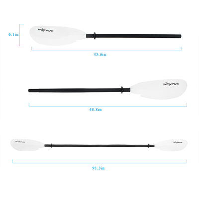 OEM Woowave Alumínio 2 peças Paddle Fibra de vidro Kayak Paddles para pesca Paddle Canoa