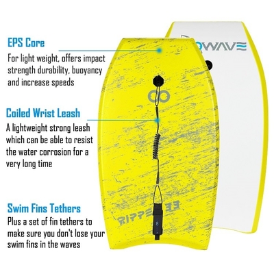 Tabuleiro de surf suave para entretenimento aquático Altura 2'-4' 60cm-120cm Aventura amarela
