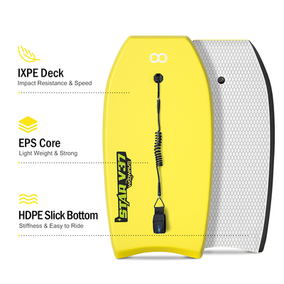 WOOWAVE Leash Plug Folding Lightweight 2.14lbs Surfboard com largura de tabuleiro 20,9 polegadas