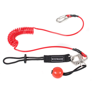 Logotipo de borracha Woowave Multicolor Caiaque de pesca Leash de remo com corda enrolada 61.42 polegadas