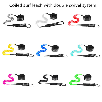 Leash de surf multi-color com bobina de poliuretano e pulseira de uma única camada