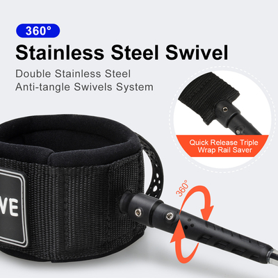 Aço inoxidável Dobro giratório Corpo durável Leashes para tábuas de 6'7'8'9'10'11'