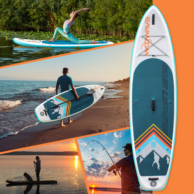10'2' ISUP Paddleboard inflável para lagos Rios Unisexo Pessoas de ocasião