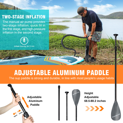 10'2' ISUP Paddleboard inflável para lagos Rios Unisexo Pessoas de ocasião