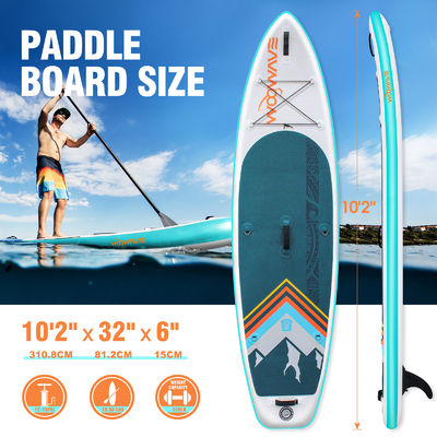 10'2' ISUP Paddleboard inflável para lagos Rios Unisexo Pessoas de ocasião