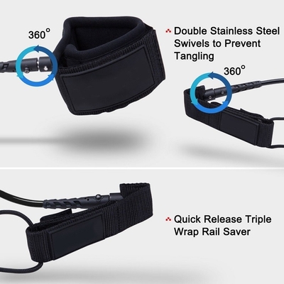 Shortboard Essential 6'7'8'9'10'11'12' Double Swivel Surf Leash para Desportos Aquáticos