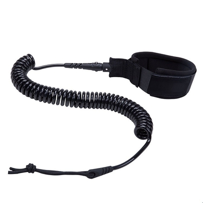 Leash de surfboard durável Leash de surf enrolado Leashes para surf Corda de perna Corda de joelho Preto