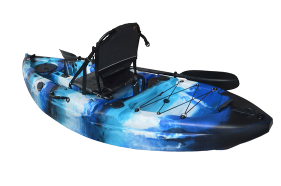 Descubra a beleza dos lagos e rios com o nosso camuflagem azul, um caiaque de 2,7 metros para uma pessoa.