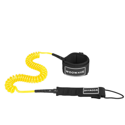 Polyurethane bobina surfboard Leash com pulseira almofada Woowave Custom SUP Leashes