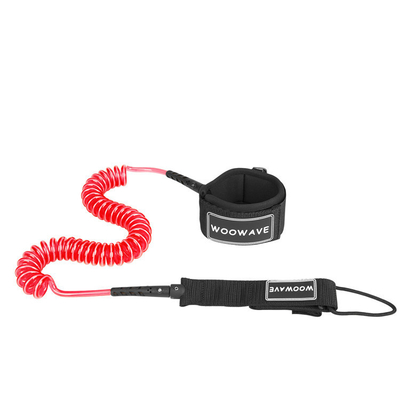Polyurethane bobina surfboard Leash com pulseira almofada Woowave Custom SUP Leashes