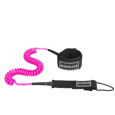 Polyurethane bobina surfboard Leash com pulseira almofada Woowave Custom SUP Leashes