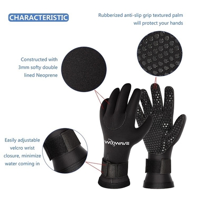 Neoprene personalizado impermeável 3MM Cinco dedos Desportos aquáticos Snorkeling Luvas de canoagem