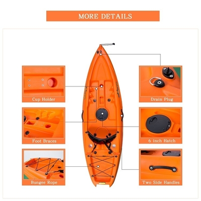LLDPE/HDPE Material 2,2m Canoa de caiaque laranja para esportes aquáticos e diversão familiar