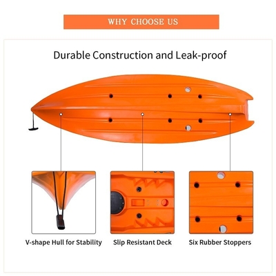 LLDPE/HDPE Material 2,2m Canoa de caiaque laranja para esportes aquáticos e diversão familiar