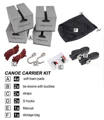 EVA Foam Canoe Carrier Kit para Rooftop Racks do carro A solução de transporte de caiaque final