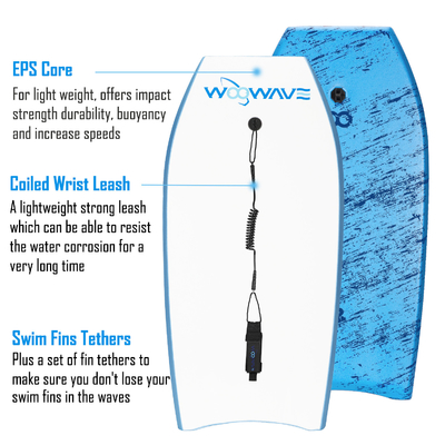 Blue XPE Bodyboard com Leash Your Key para uma experiência épica de surf da Woowave
