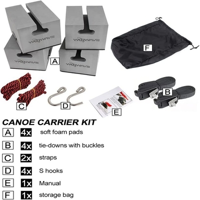 WOOWAVE Deluxe Soft Foam Block Canoe Carrier Kit para Lagos Rios Fácil de instalar