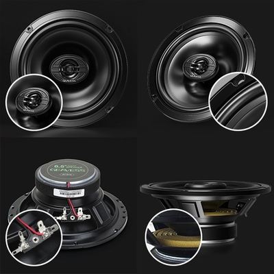 Conjunto de 2 alto-falantes coaxial de carro de gama completa com subwoofer de 6,5 polegadas e tweeter de 1500Hz