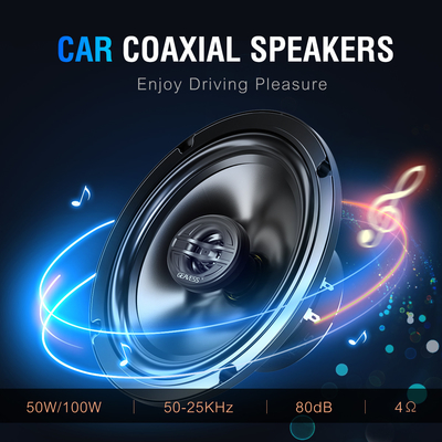 Conjunto de 2 alto-falantes coaxial de carro de gama completa com subwoofer de 6,5 polegadas e tweeter de 1500Hz