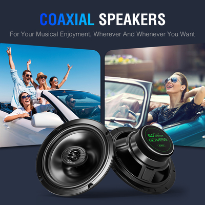 Conjunto de 2 alto-falantes coaxial de carro de gama completa com subwoofer de 6,5 polegadas e tweeter de 1500Hz