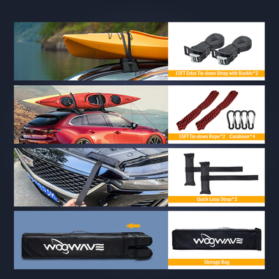 Saco portátil com logotipo de etiqueta tecida rack de telhado de caiaque para todos os carros