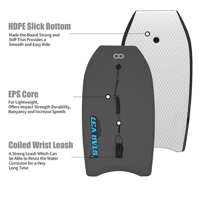 Bodyboard de surf profissional 1,42lbs Peso da prancha 18,5 polegadas Largura da prancha por encomenda