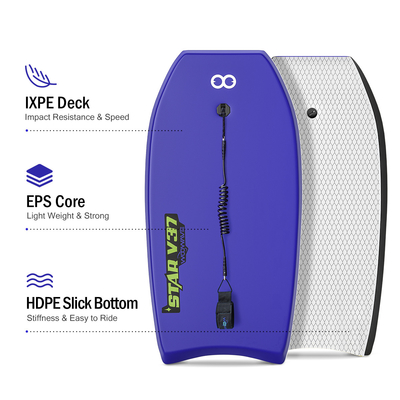 Tabuleiro de surf infantil de 37 polegadas com trela e EPS Core Board Peso 1,42lbs