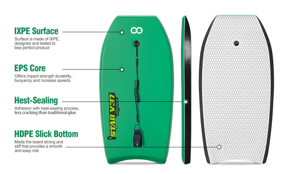 Tabuleiro personalizado AZUL/AMARELHO/VELHO Tabuleiro de espuma de 37' Tabuleiro de surf para diversão na água