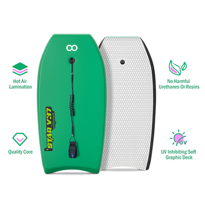 Tabuleiro personalizado AZUL/AMARELHO/VELHO Tabuleiro de espuma de 37' Tabuleiro de surf para diversão na água