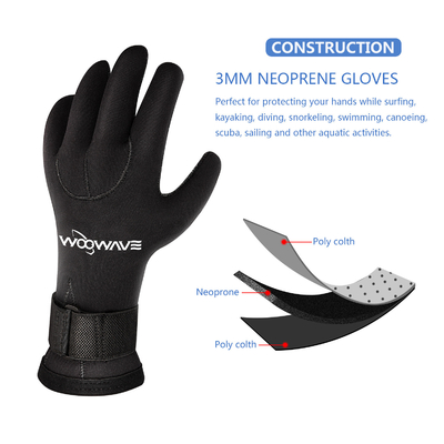 Luvas térmicas de surf de 5 dedos de 3 mm de neoprene antiderrapante para mergulho e pesca de lança