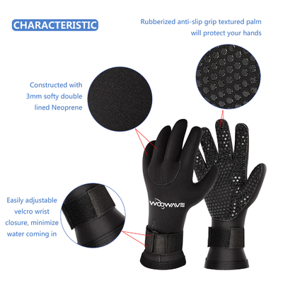 Luvas térmicas de surf de 5 dedos de 3 mm de neoprene antiderrapante para mergulho e pesca de lança