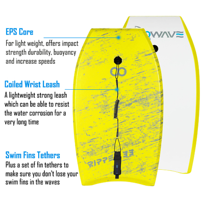 Cor personalizada e design de logotipo Amarelo 33 polegadas bodyboard para surf em lagos rios