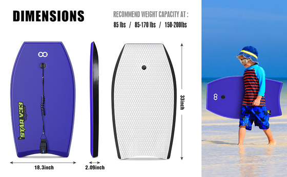 Tabela Peso 1.17lbs Woowave 33 polegadas Custom Design HDPE Shortboard Bodyboard para Cavaleiros