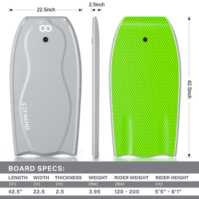 22.5 polegadas de surf bodyboard com Carbon Rod dentro de suporte e design leve