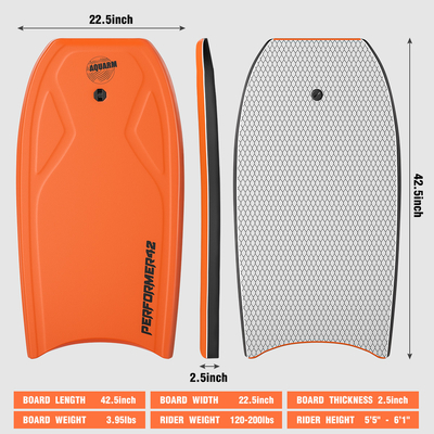Bodyboard masculino de 42,5 polegadas com PE Core Professional Surfing Essential